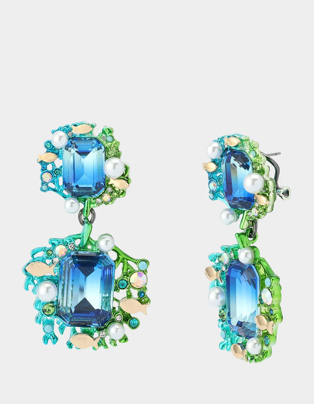 MERMAID JEWELS STONE DOUBLE DROP EARRINGS BLUE Betsey Johnson