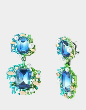MERMAID JEWELS STONE DOUBLE DROP EARRINGS BLUE Betsey Johnson