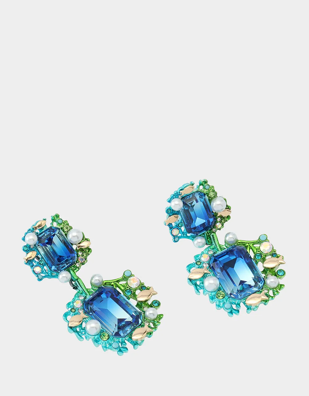 MERMAID JEWELS STONE DOUBLE DROP EARRINGS BLUE Betsey Johnson