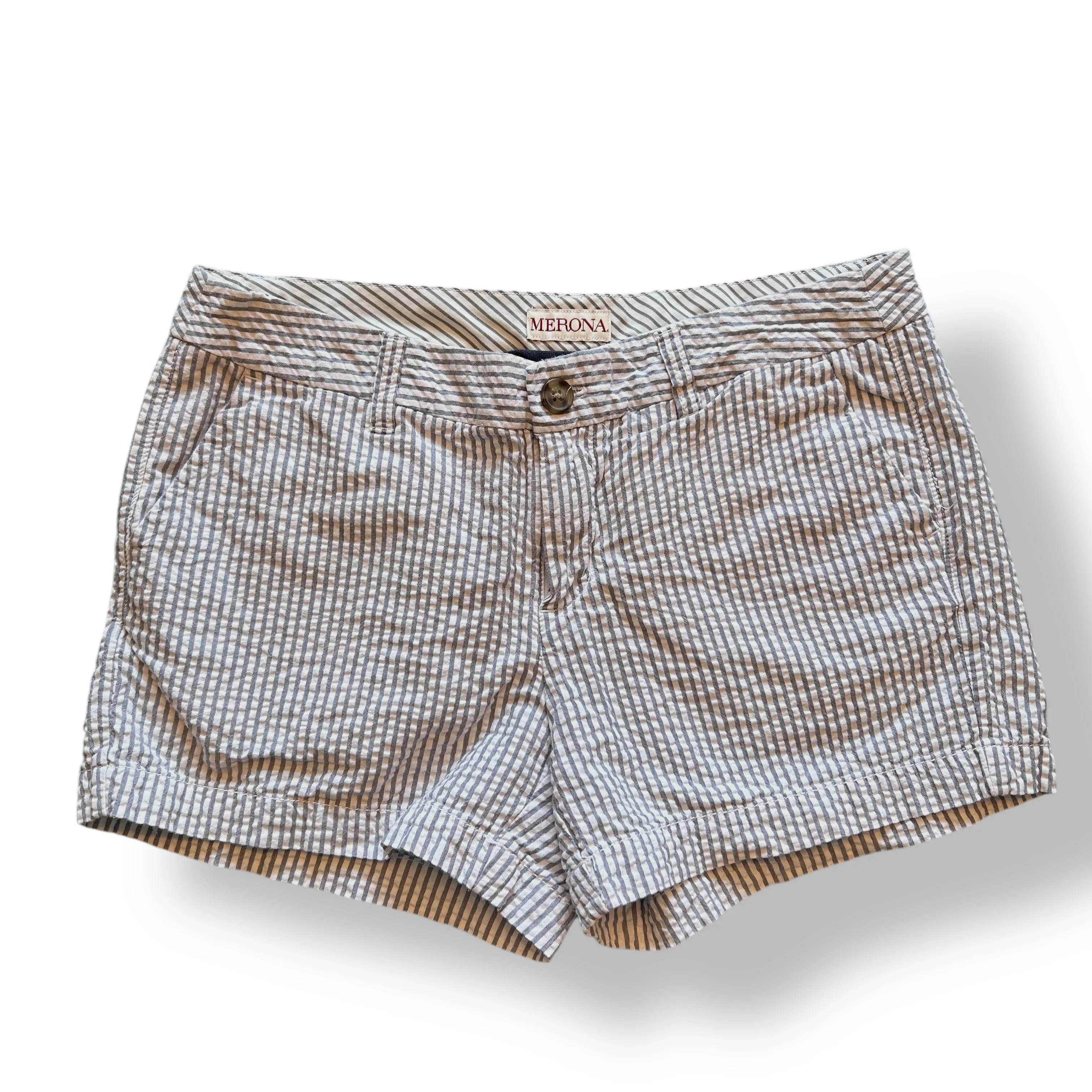 Merona Women's Size 4 Shorts 100% Cotton Pinstripe with Pockets