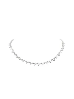 MICRO MINI HEART RIVIRE COLLAR NECKLACE - RHODIUM