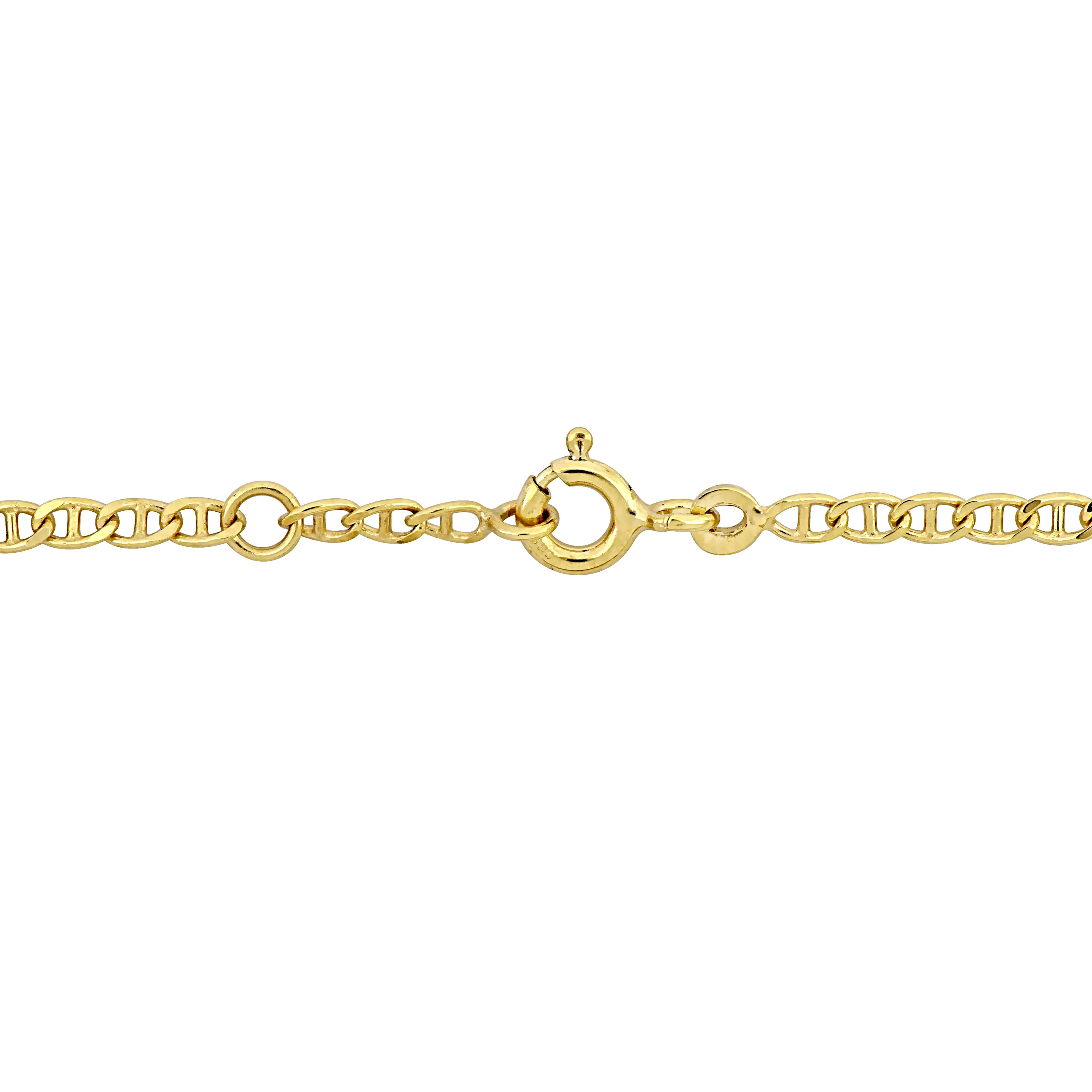Mimi & Max Children's White and Pink Enamel Flower Charm Link Chain Bracelet in 14k Yellow Gold - 5 0.5 in.