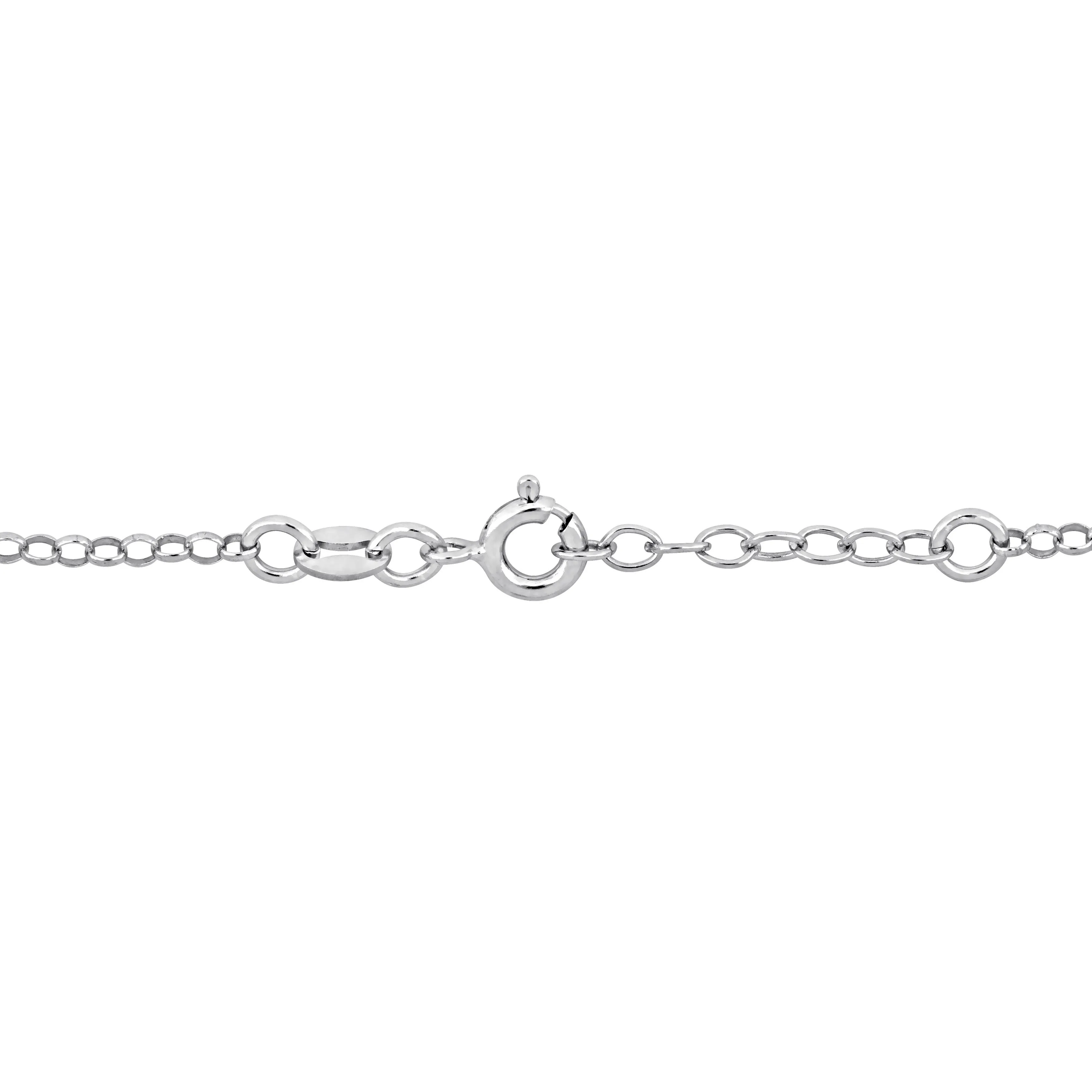 Mimi & Max Children's White and Red Enamel Cherry Charm Rolo Chain Bracelet in Sterling Silver - 6.5 1 in.