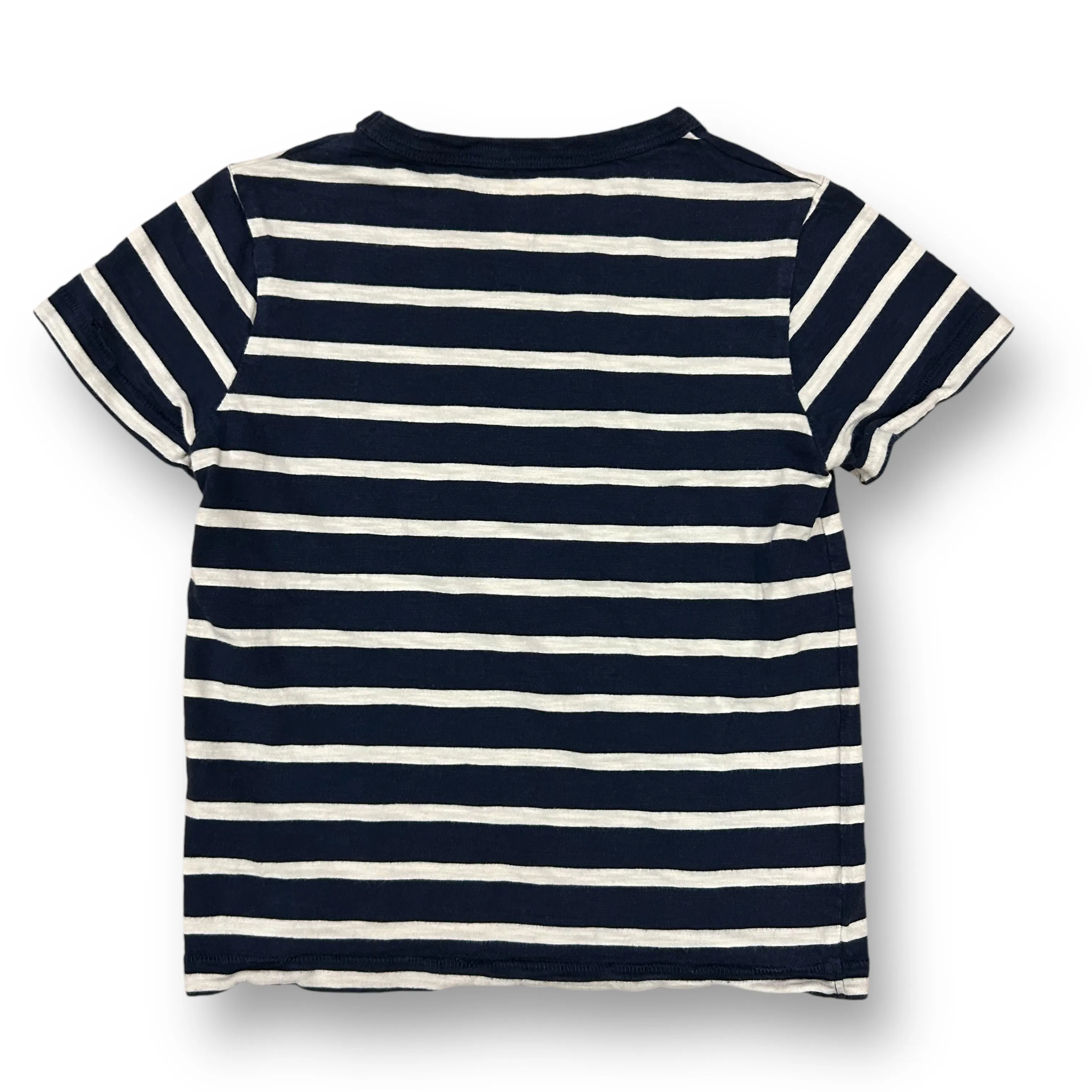 Mini Boden Boys Size 5/6 White & Blue Striped Short Sleeve Shirt