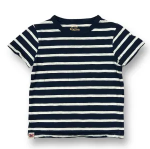 Mini Boden Boys Size 5/6 White & Blue Striped Short Sleeve Shirt