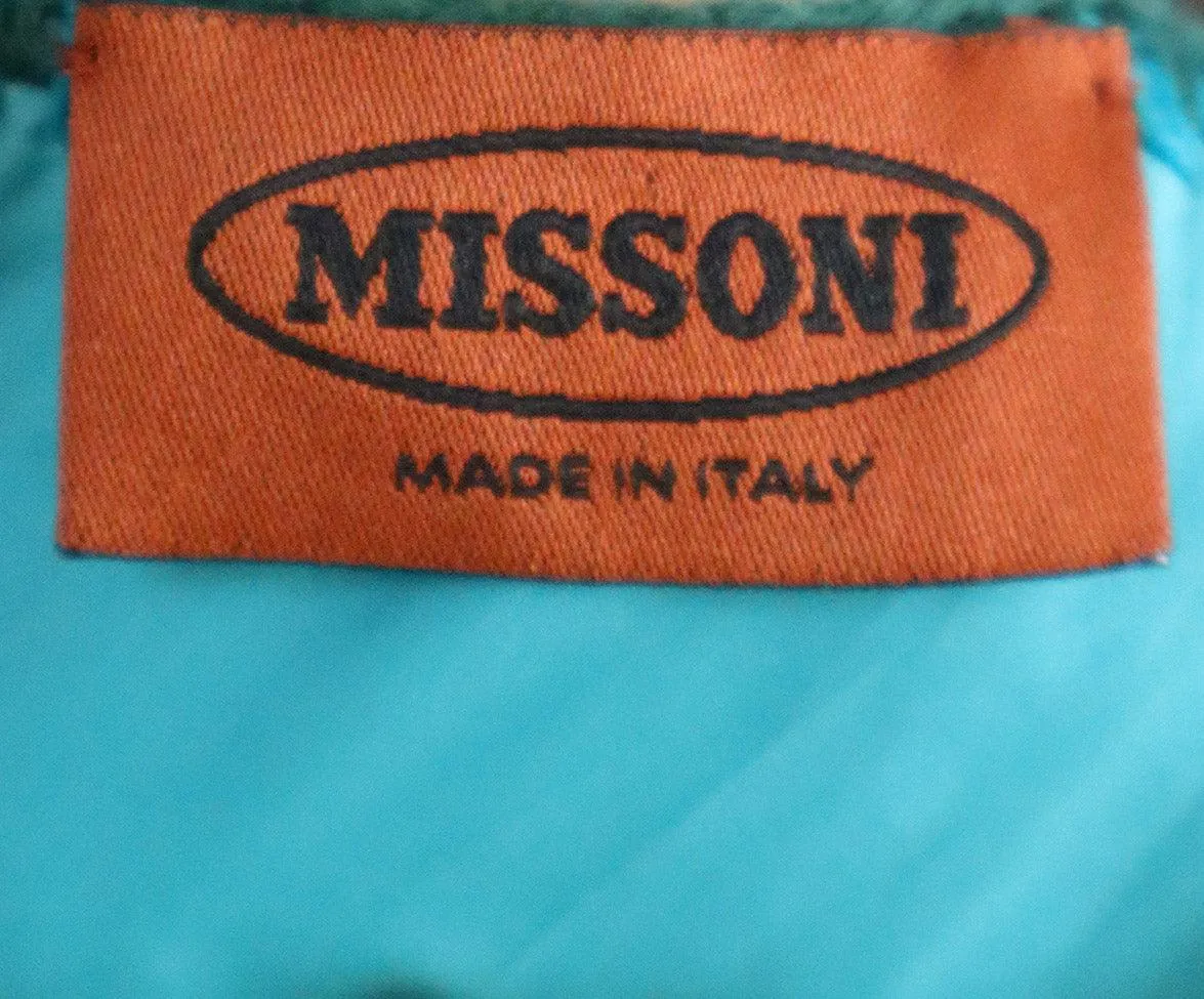 Missoni Teal Wool & Brown Mink Dress sz 6