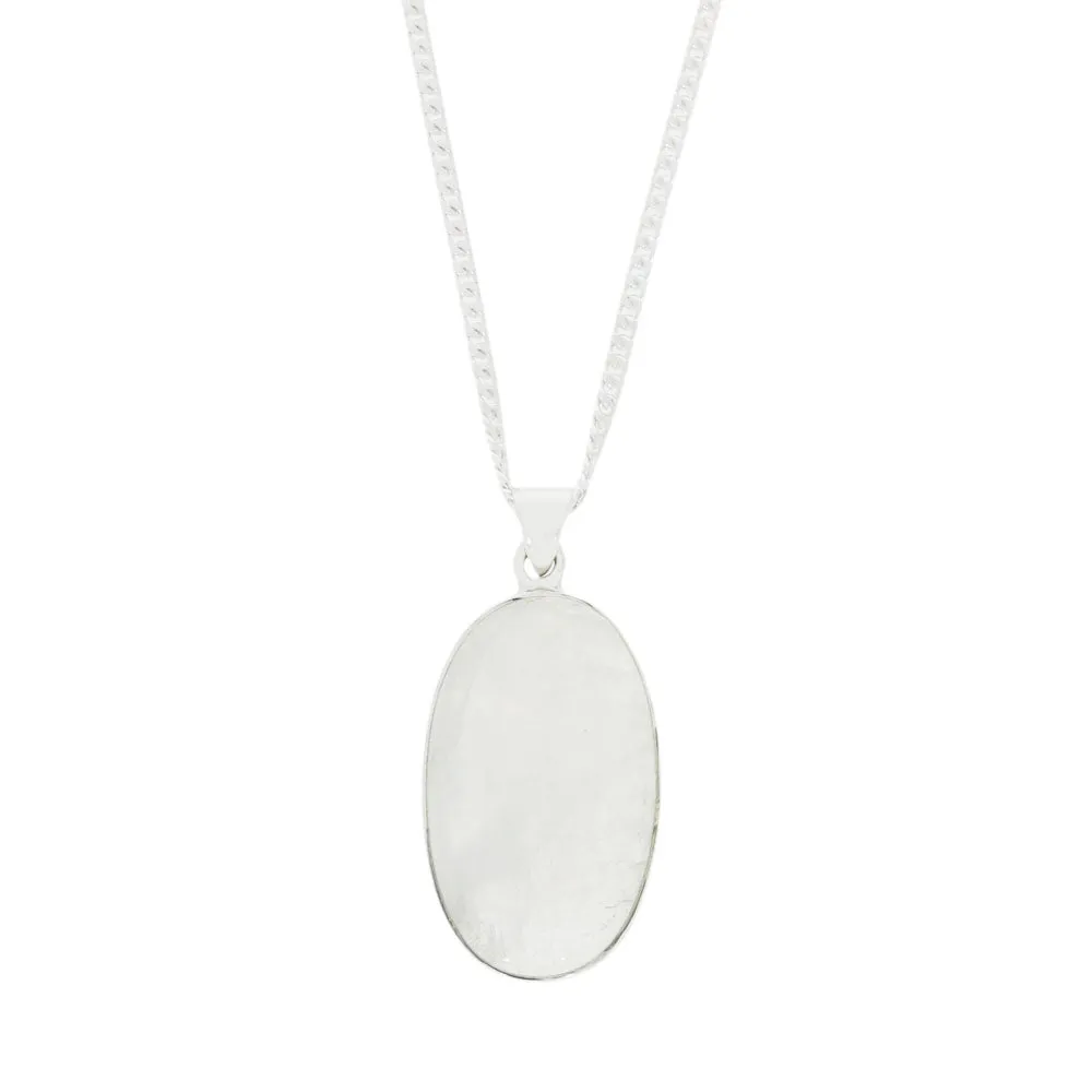 Moonstone Sterling Silver Oval Pendant and Chain