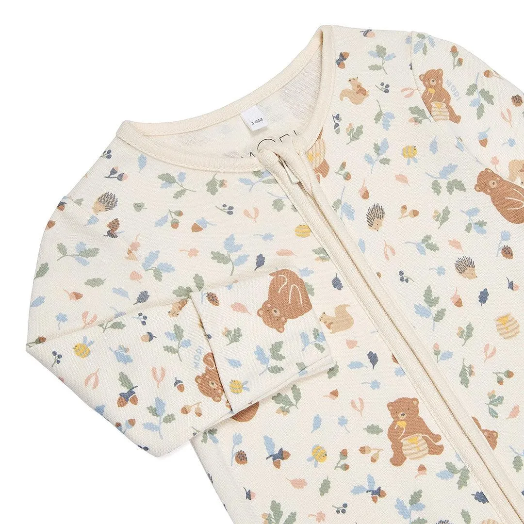 MORI Bear Print Two Way Zip Up Sleepsuit - Honey Bear Print