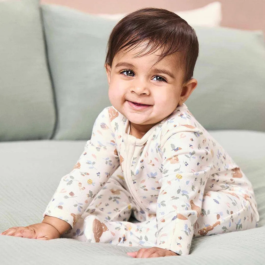 MORI Bear Print Two Way Zip Up Sleepsuit - Honey Bear Print