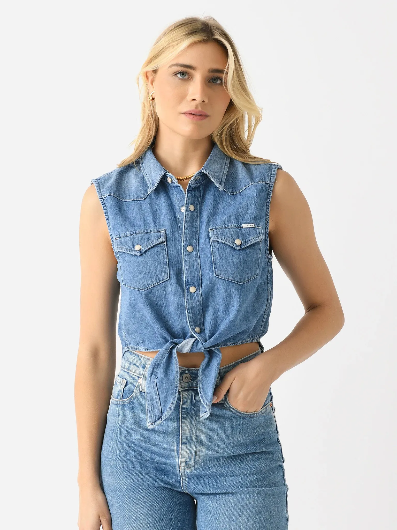 MOTHER  Women's The Sleeveless Knotted Exes Top Size S