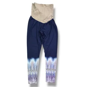 Motherhood Size M Blue Printed Full Panel Maternity Leggings