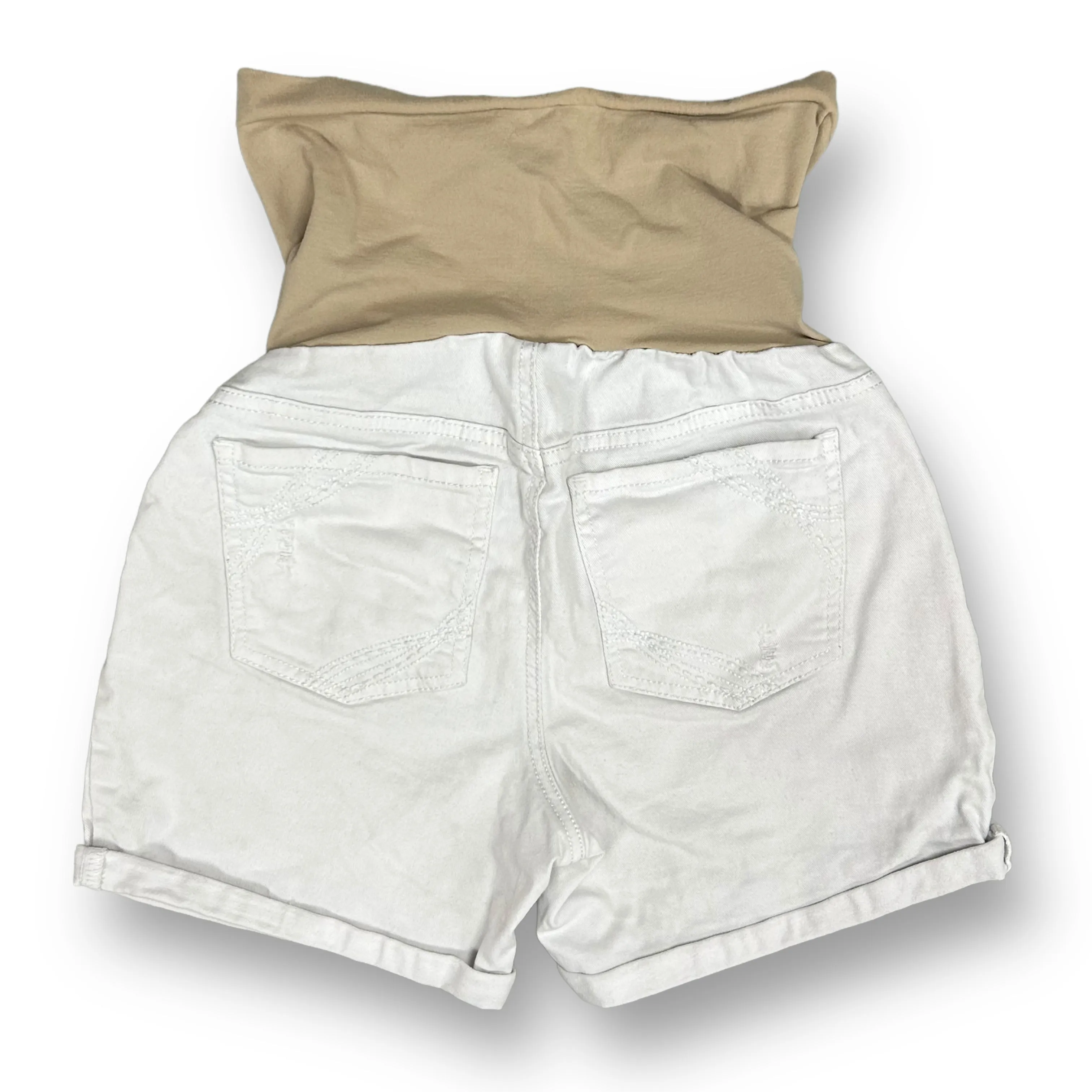 Motherhood Size S Full Panel Stretch White Denim Maternity Jean Shorts