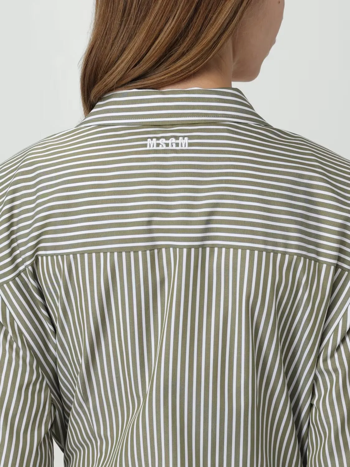 MSGM Green Striped Shirt Dress Size IT44/US10 NWT