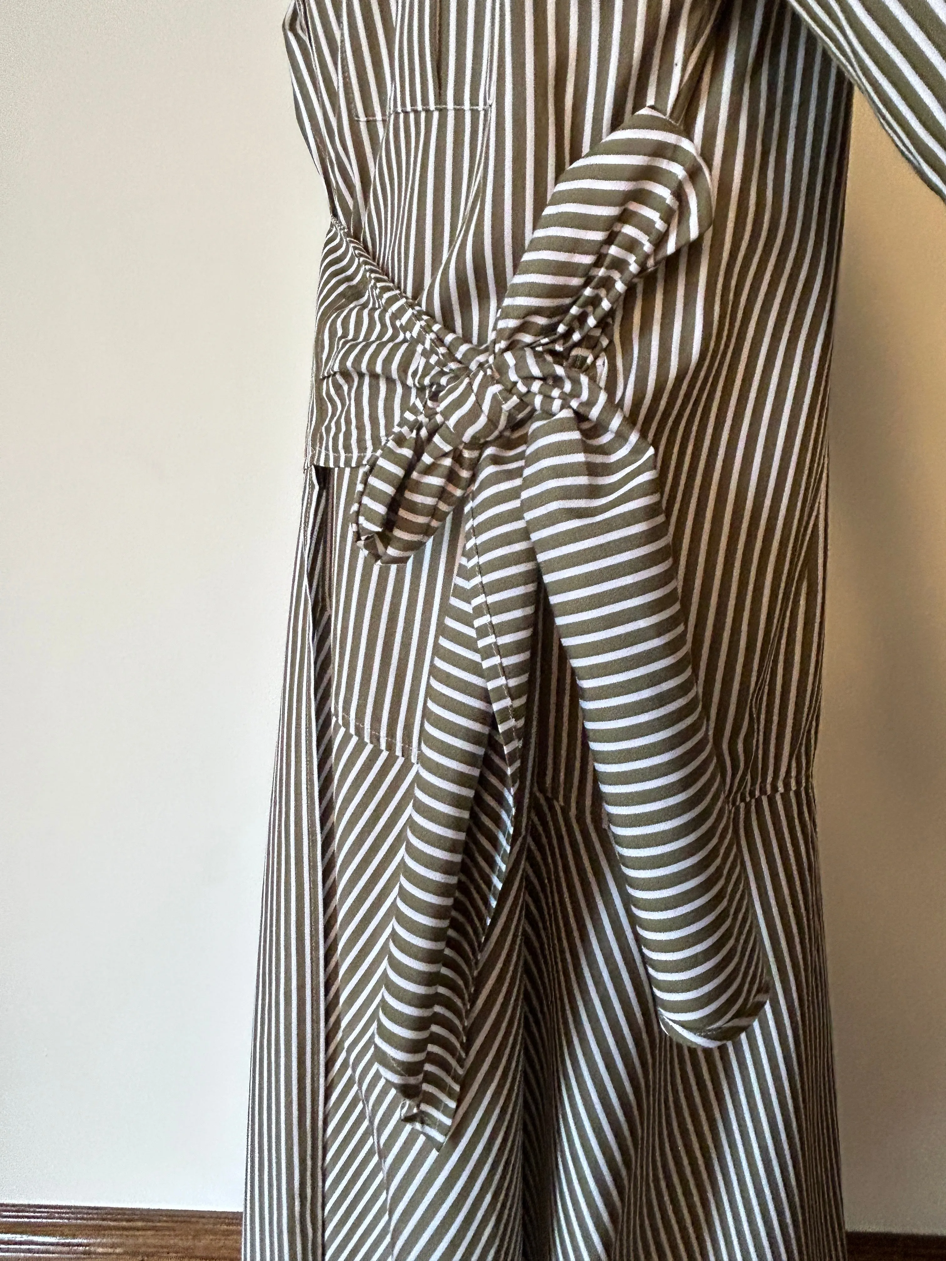 MSGM Green Striped Shirt Dress Size IT44/US10 NWT