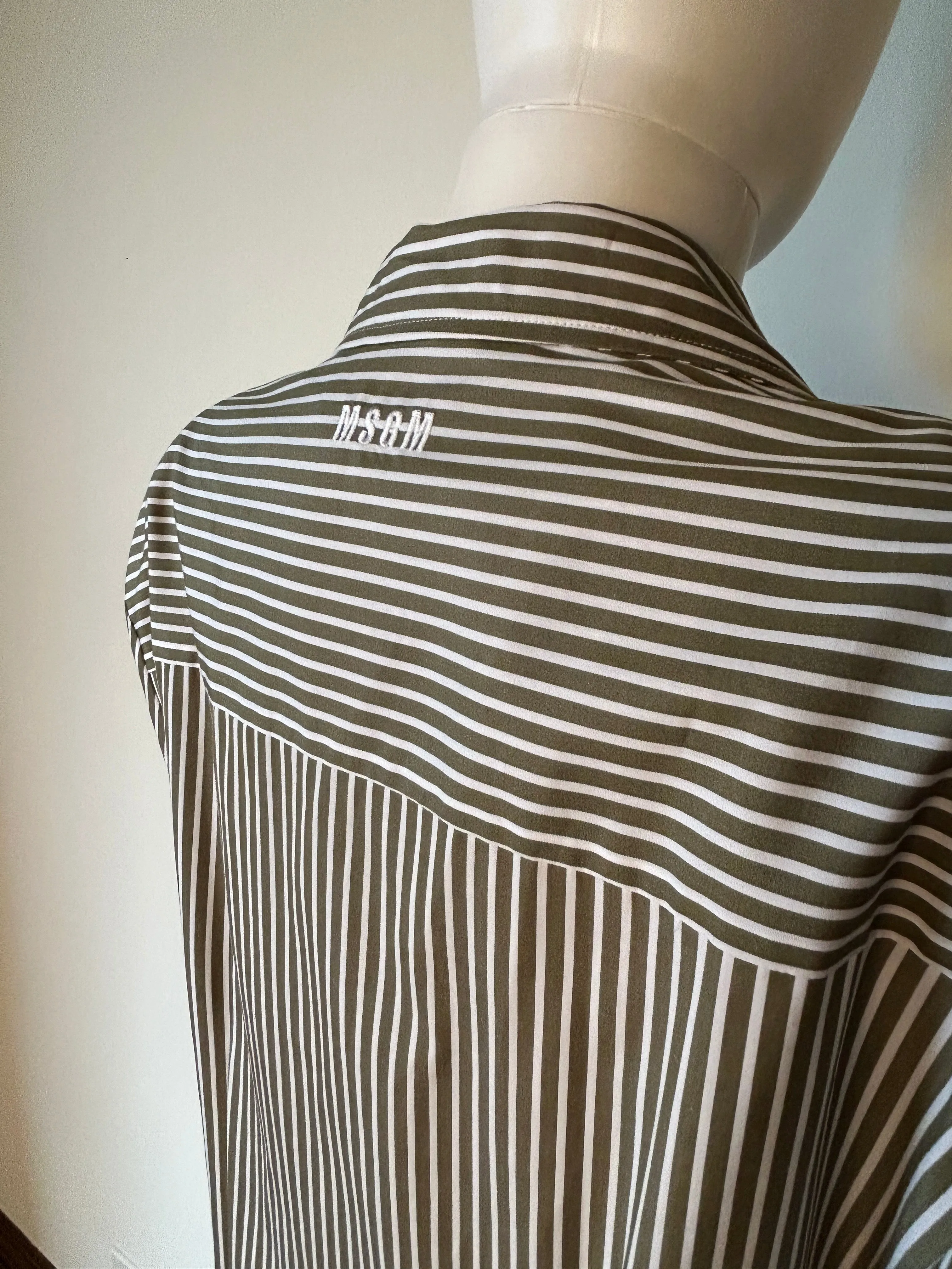 MSGM Green Striped Shirt Dress Size IT44/US10 NWT