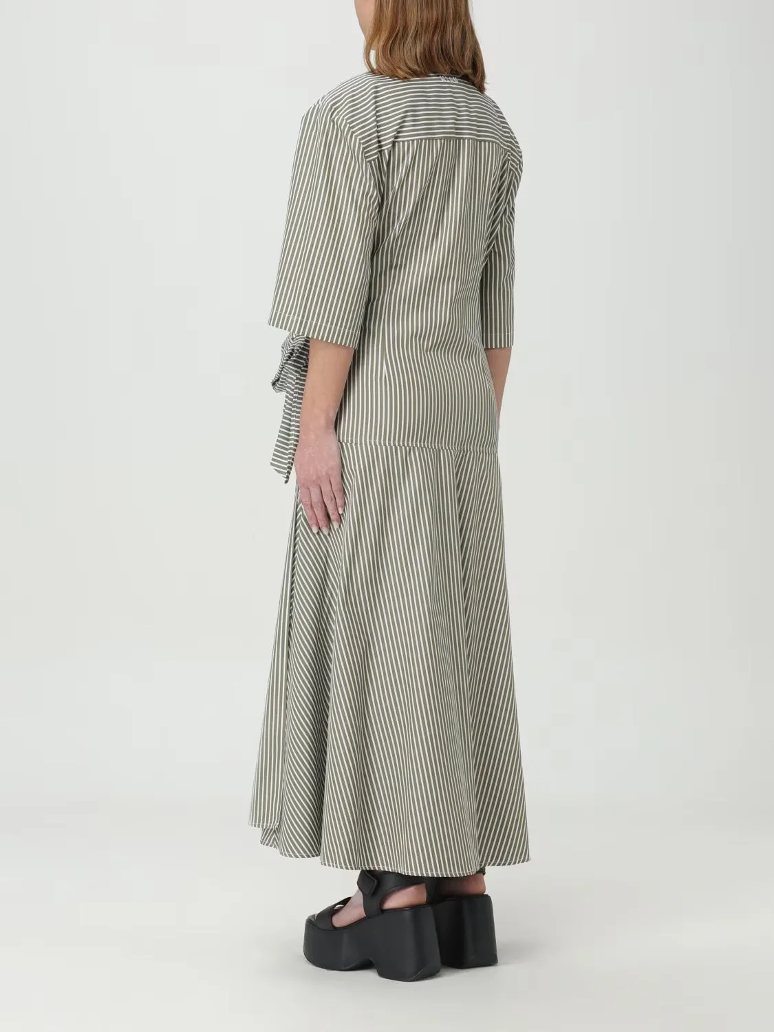 MSGM Green Striped Shirt Dress Size IT44/US10 NWT