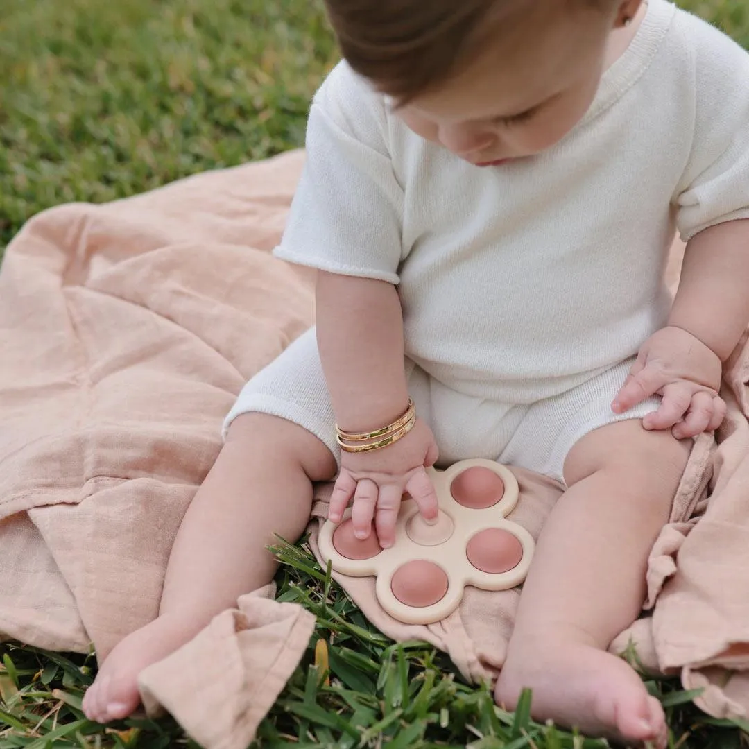 Mushie Flower Press Toy - Rose/Blush/Shifting Sand