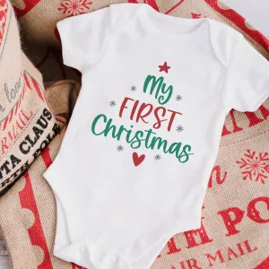 My First Christmas Snowflake White Baby Vest