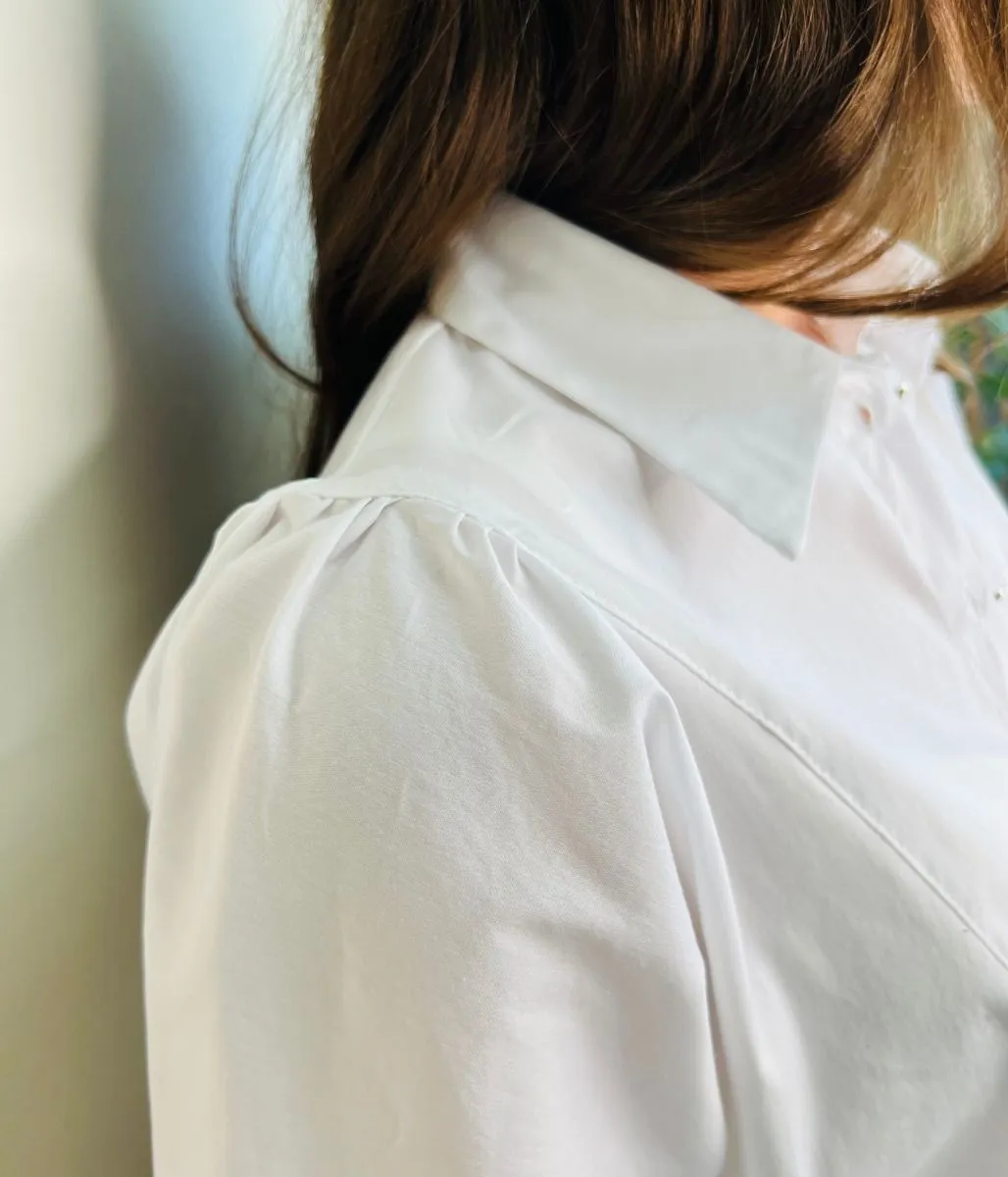 Naf Naf White Cotton Rich Panelled Blouse