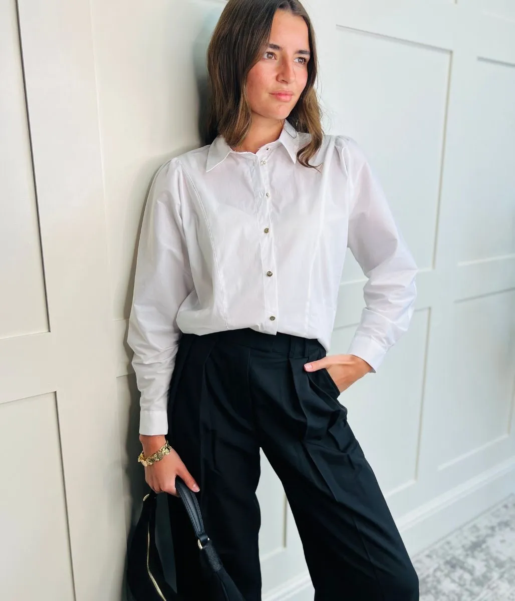 Naf Naf White Cotton Rich Panelled Blouse