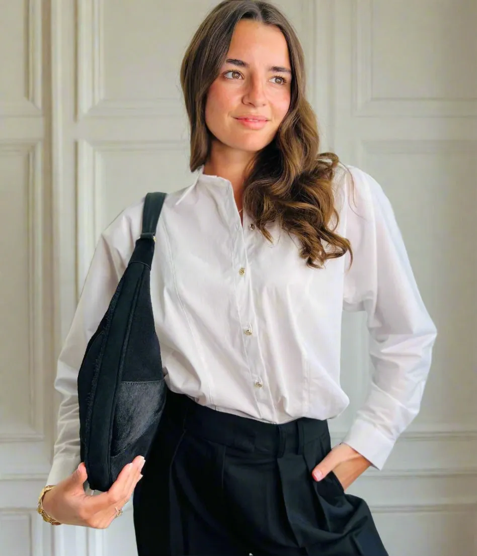 Naf Naf White Cotton Rich Panelled Blouse