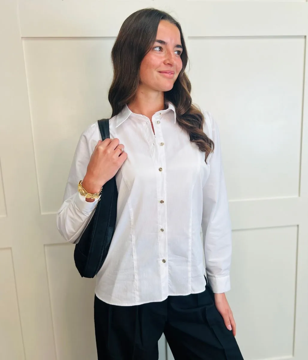 Naf Naf White Cotton Rich Panelled Blouse
