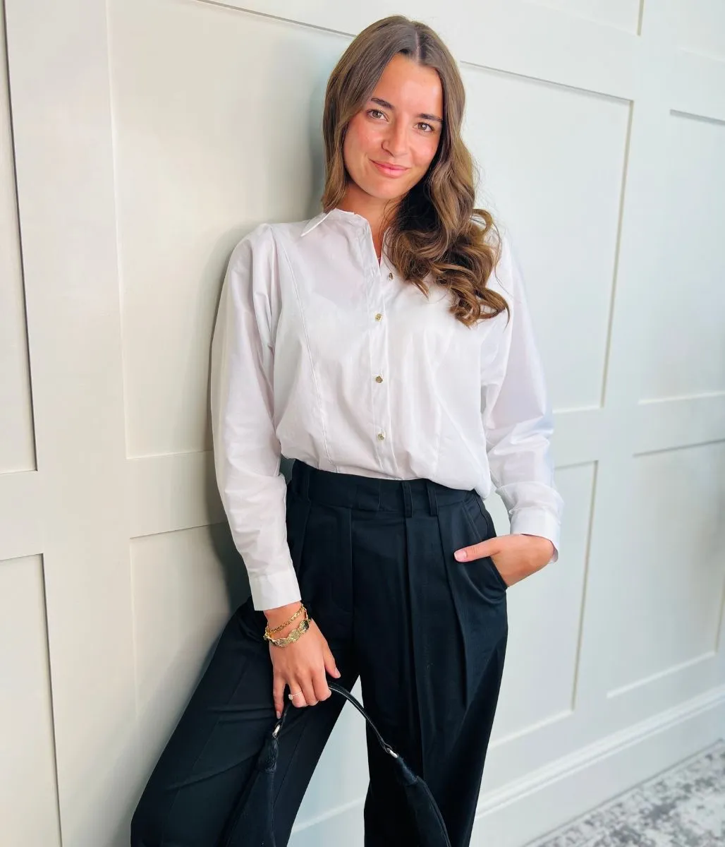Naf Naf White Cotton Rich Panelled Blouse