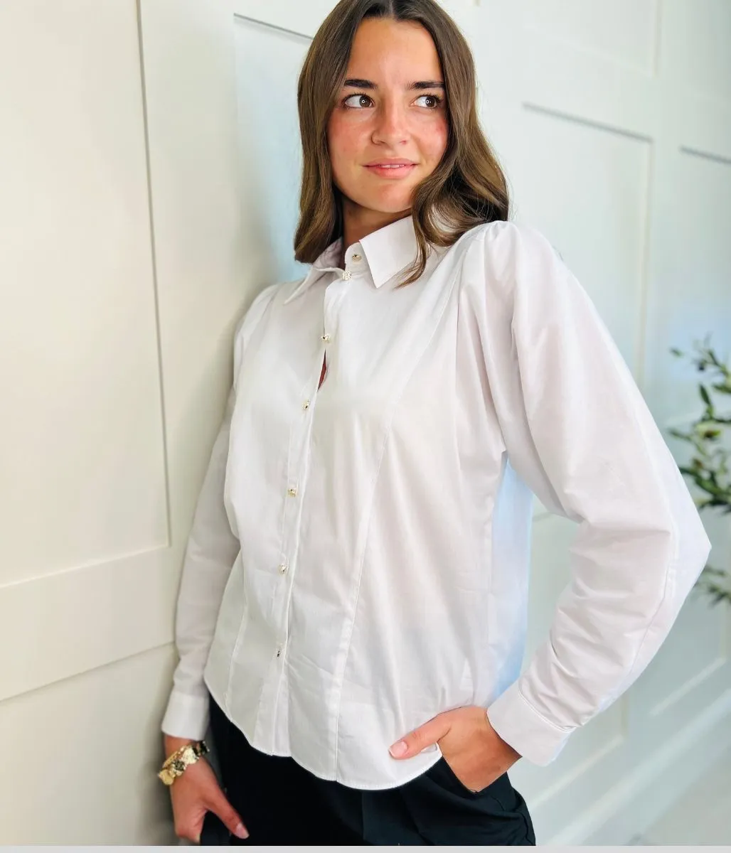 Naf Naf White Cotton Rich Panelled Blouse