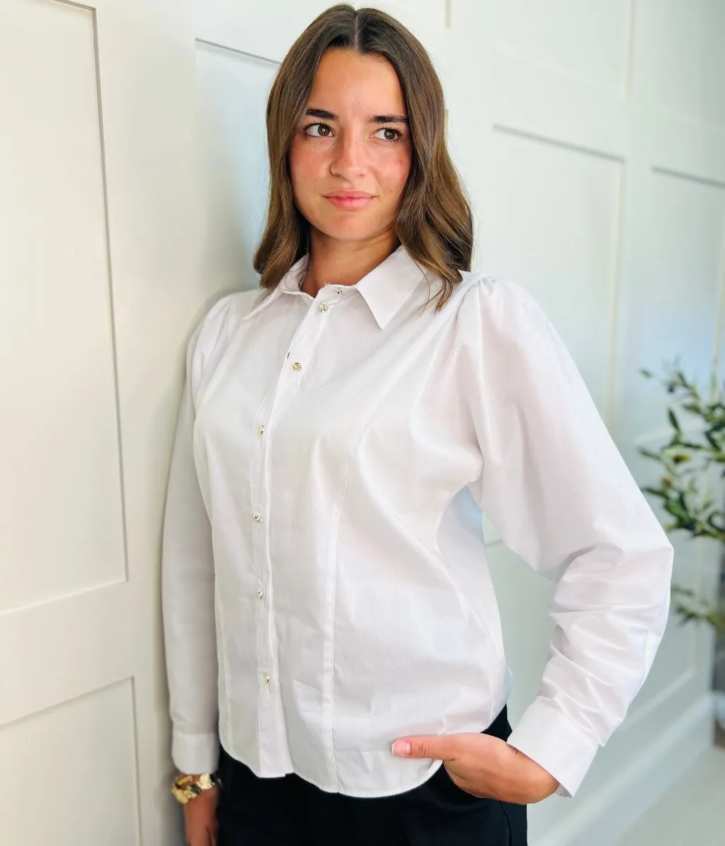 Naf Naf White Cotton Rich Panelled Blouse