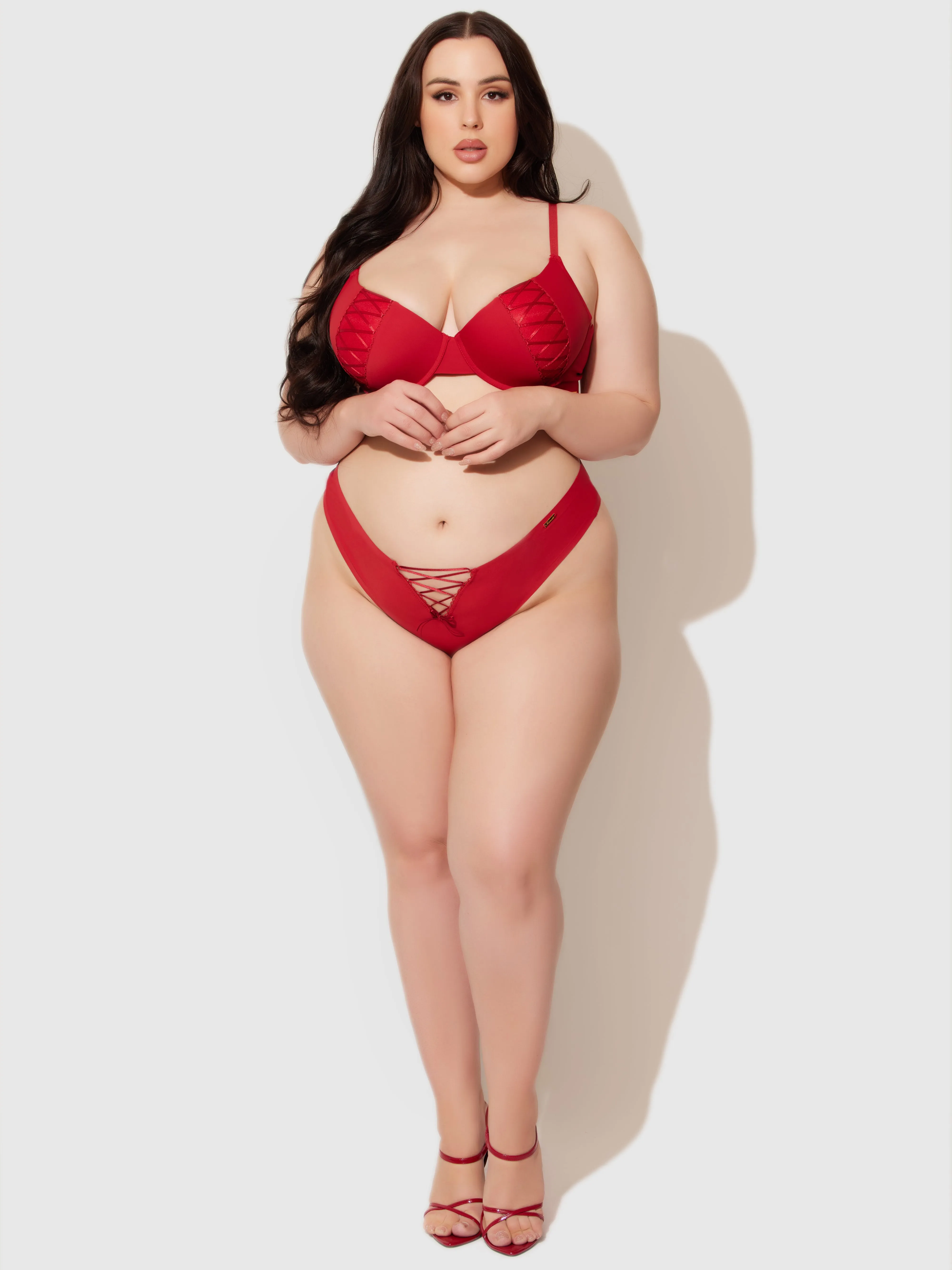 Natalia Micro Lace Up Plunge Push Up Bra