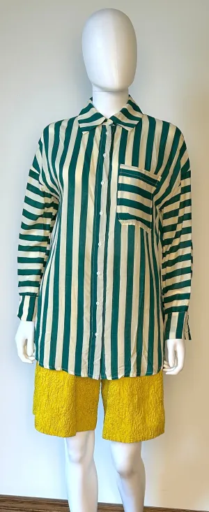 Natalie Martin Jennifer Shirt Thick Stripe Ivory/Green Size S