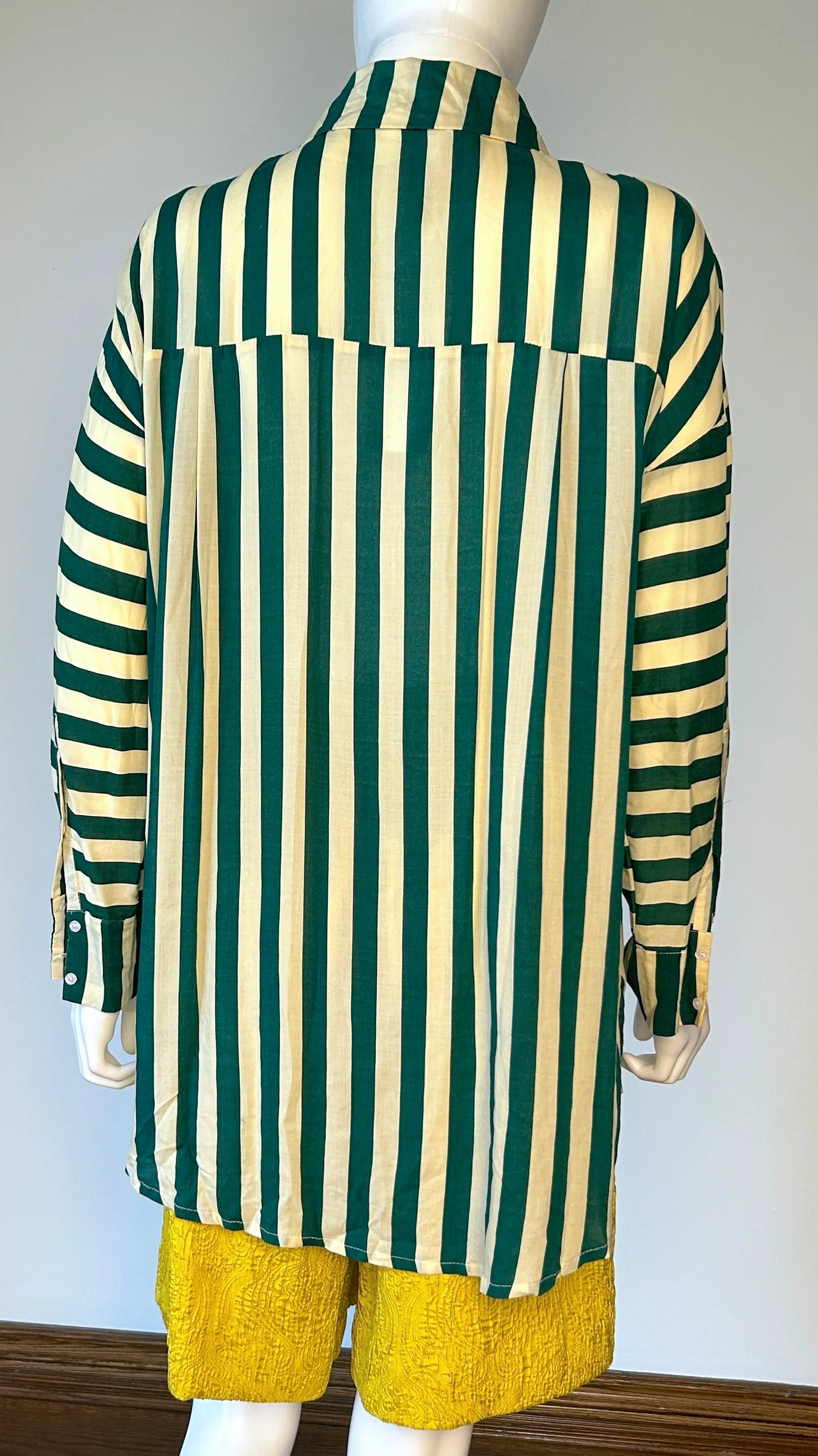 Natalie Martin Jennifer Shirt Thick Stripe Ivory/Green Size S
