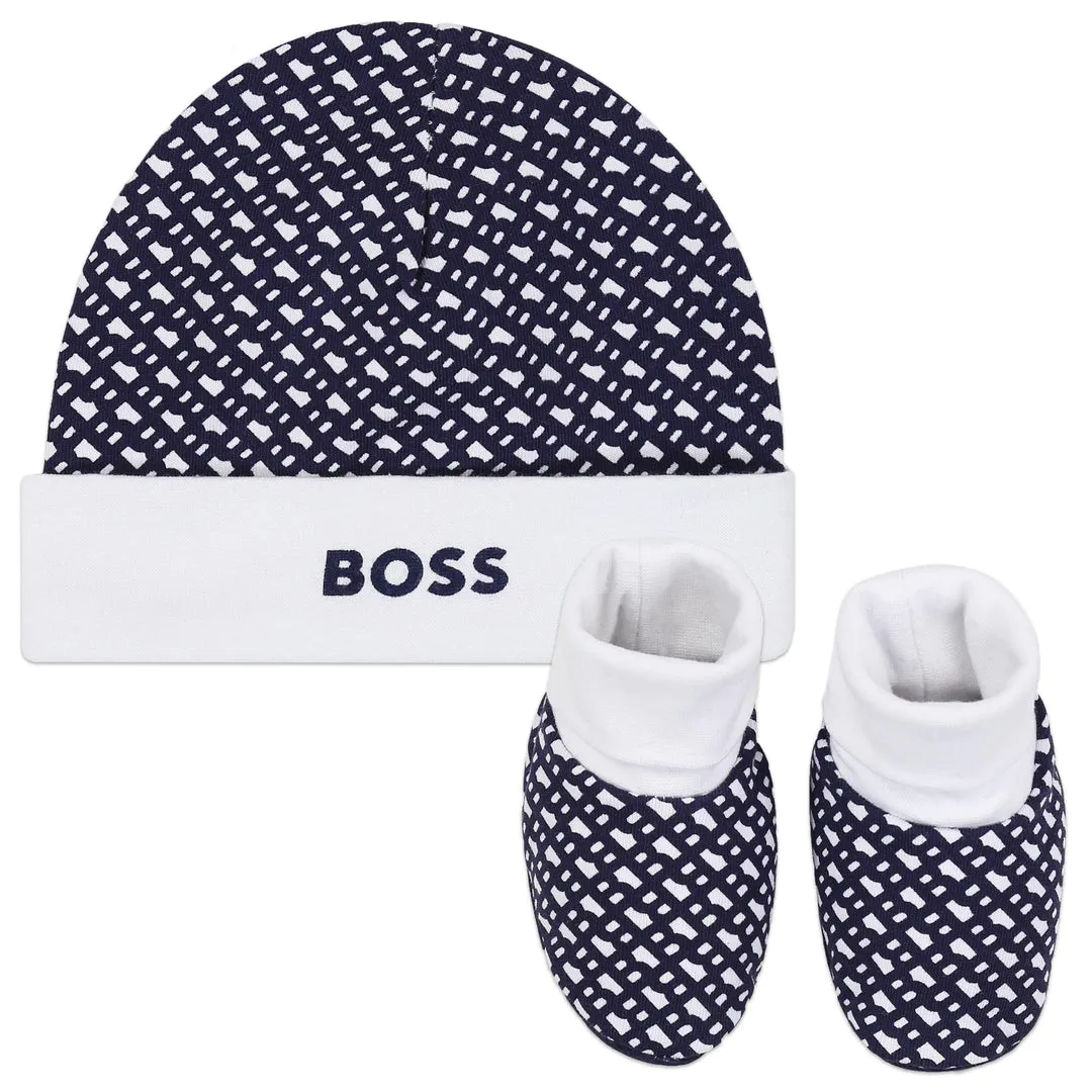 Navy Blue Hat and Booties Set