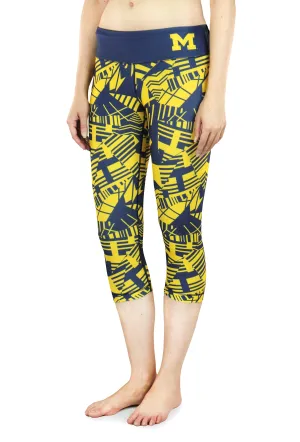NCAA Women's Michigan Wolverines Geometric Print Capris, Navy