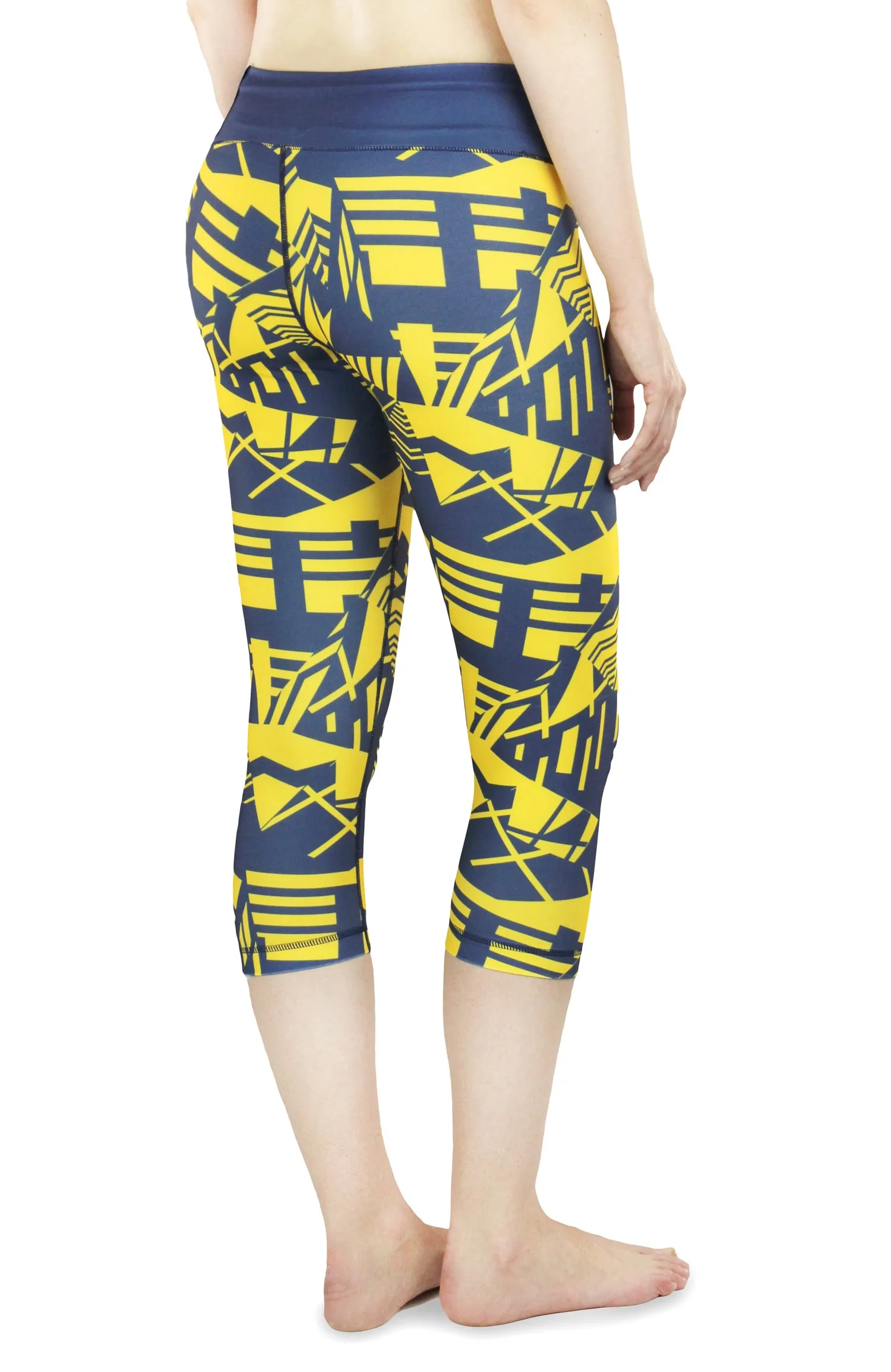 NCAA Women's Michigan Wolverines Geometric Print Capris, Navy