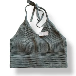 NEW! Aerie Size Medium Dark Green Knit Crochet Cropped Halter Top