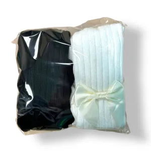 NEW! Baby Girl 6-12 Months 2-Pack Bow Accent Ribbed Footed Tights