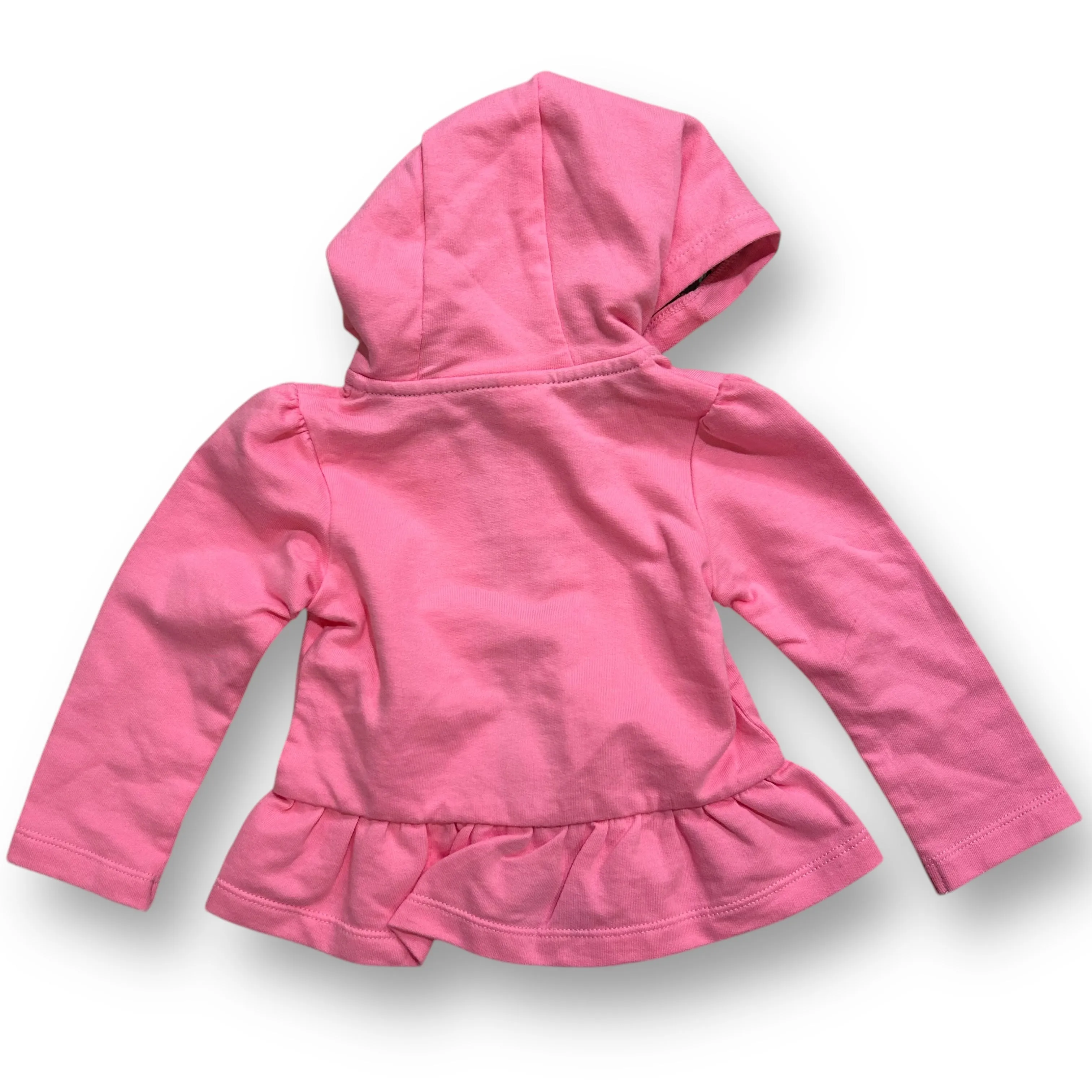 NEW! Baby Girl Size 12 Months Pink Hooded Zip-Up Sweatshirt with Ruffles