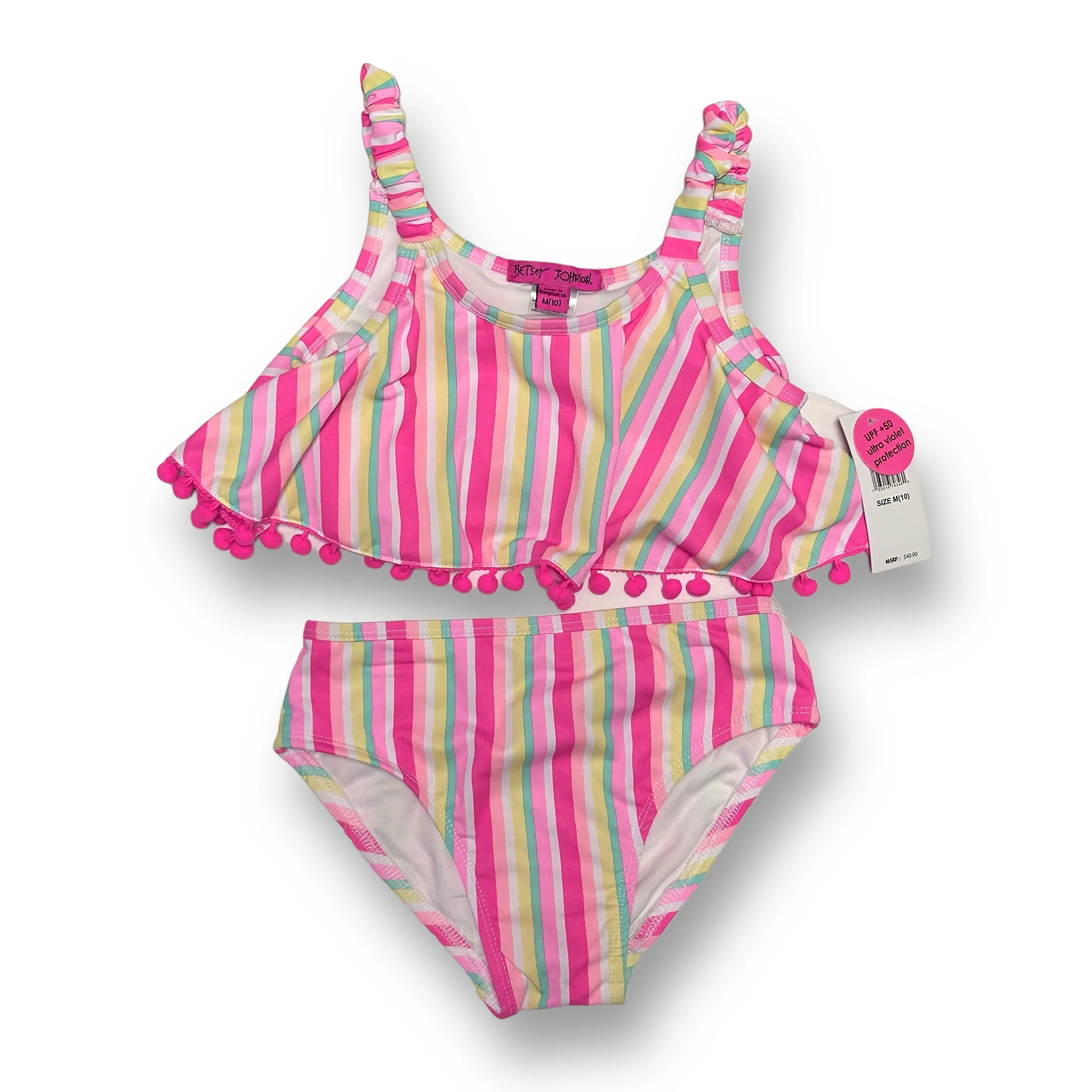 NEW! Betsey Johnson Youth Girl Size 10 Bikini UPF 50  2-Pc Swimsuit