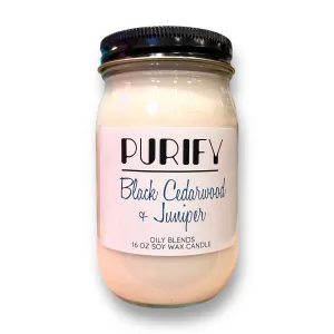 NEW! Black Cedarwood   Juniper Soy Wax Candle, Herbs & Pink Salt