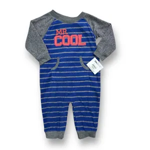 NEW! Boys Carter's Size 12 Months Mr Cool Blue Fleece Snap Romper