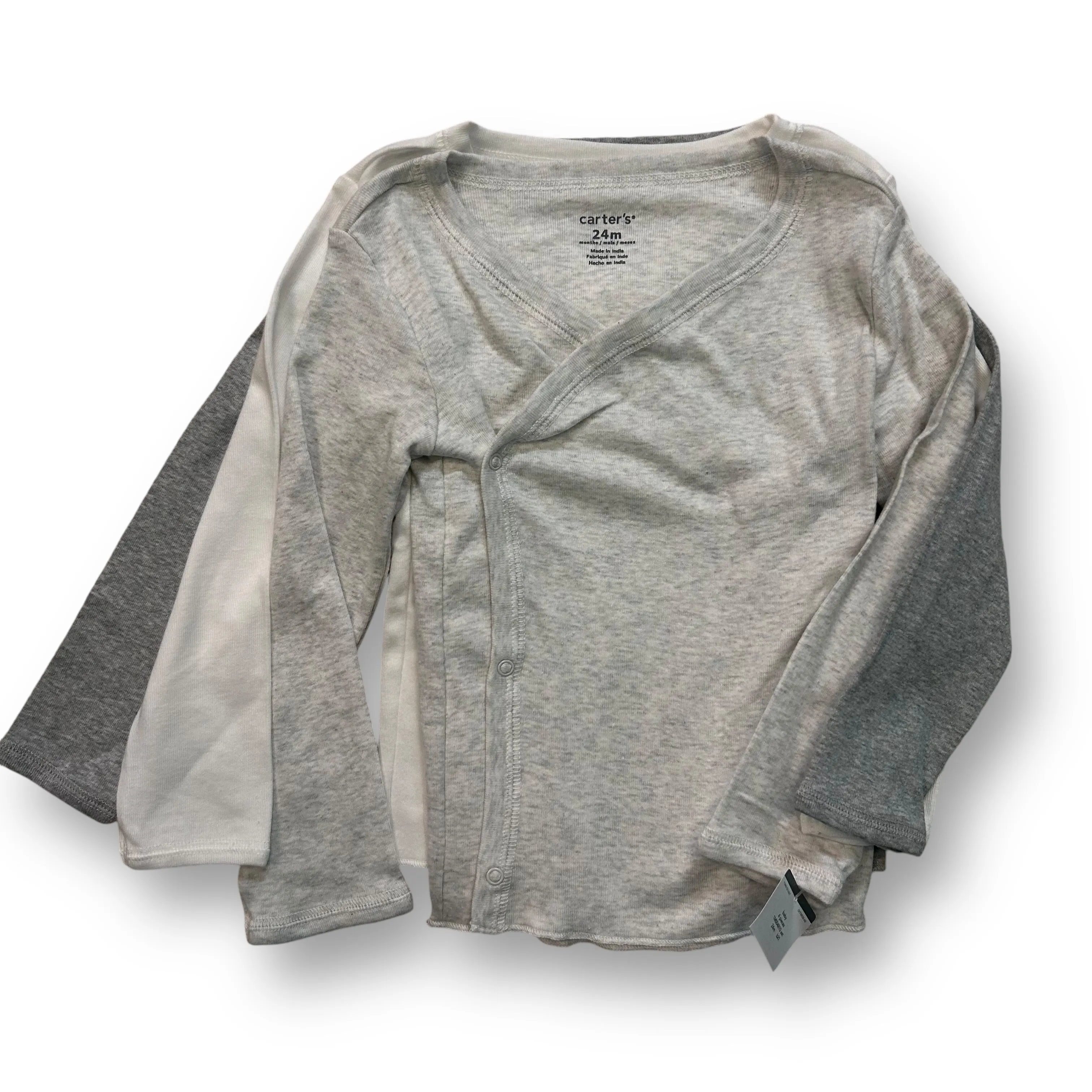 NEW! Boys Carter's Size 24 Months 3-Pack Long Sleeve Side-Snap Tees