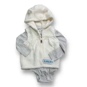 NEW! Boys Carter's Size 24 Months Sherpa Hoodie Vest & Bodysuit