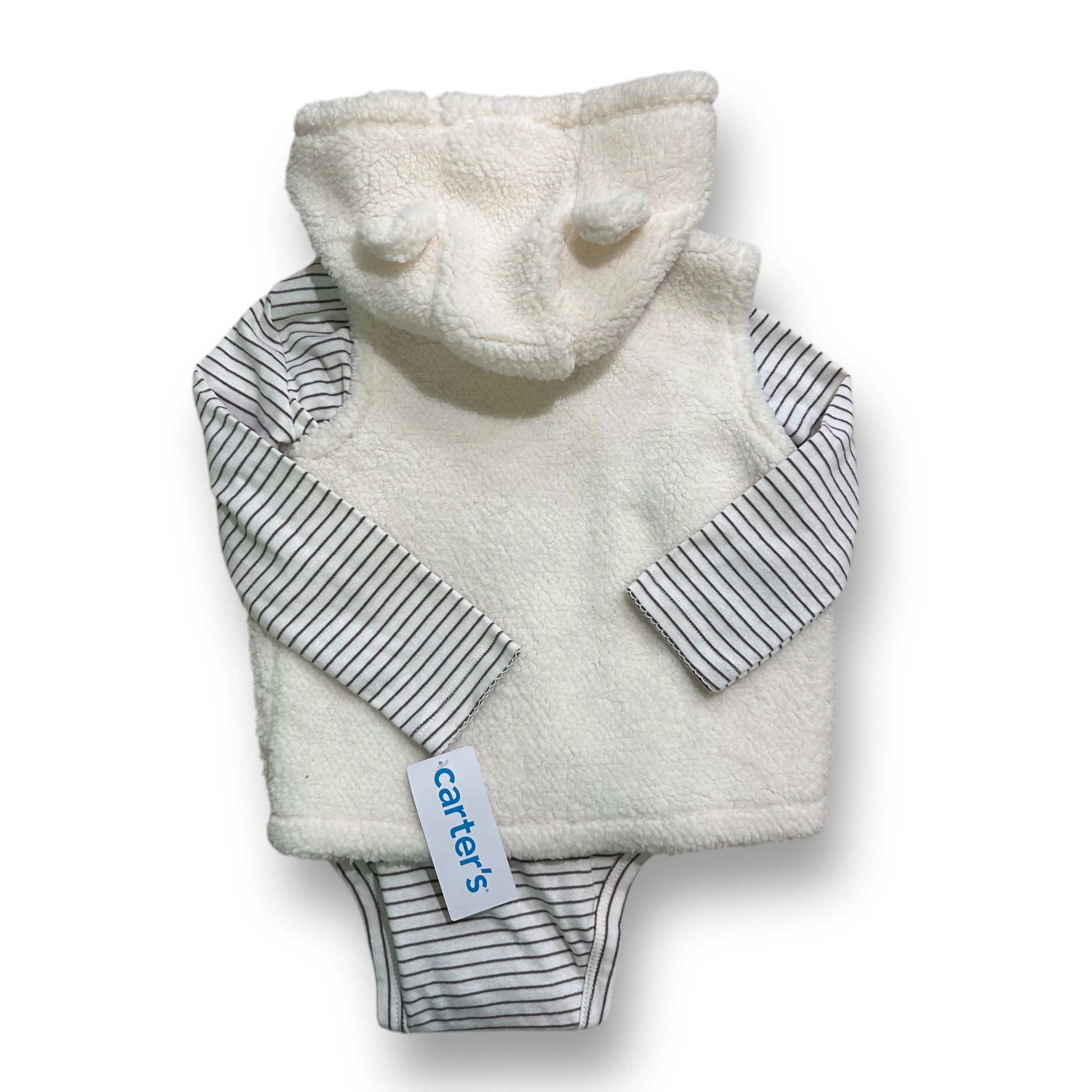 NEW! Boys Carter's Size 24 Months Sherpa Hoodie Vest & Bodysuit