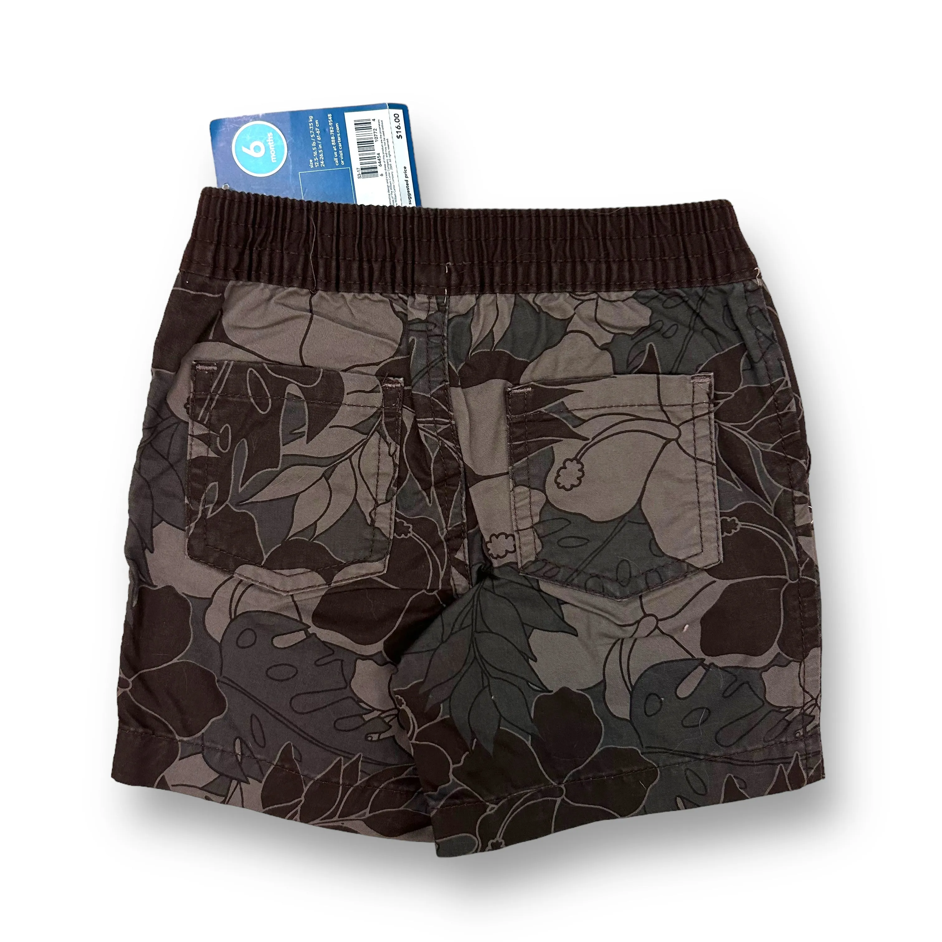 NEW! Boys Carter's Size 6 Months Brown Tropical Pull-On Shorts