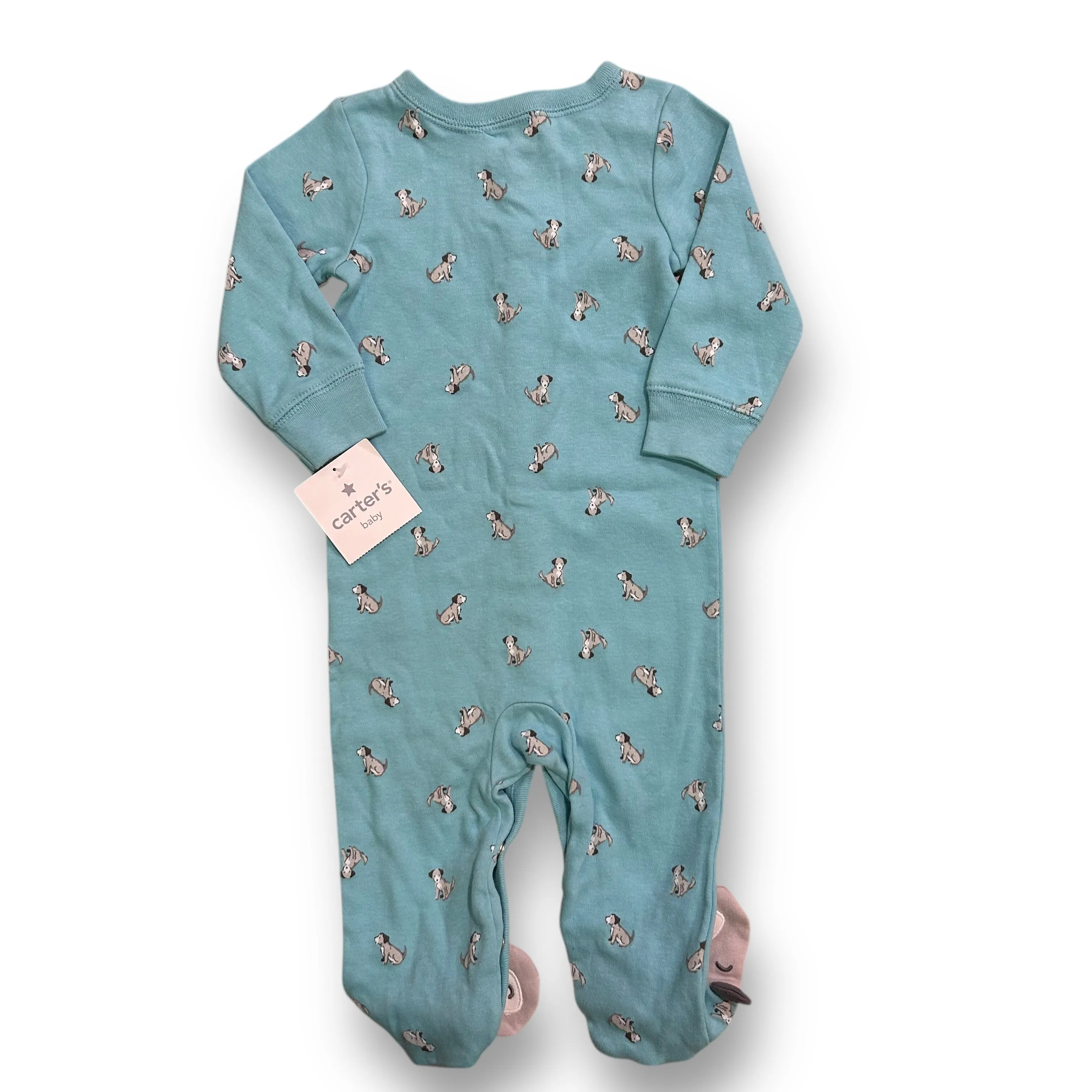 NEW! Boys Carter's Size 9 Months Light Blue Snap-Up Puppy One-Piece