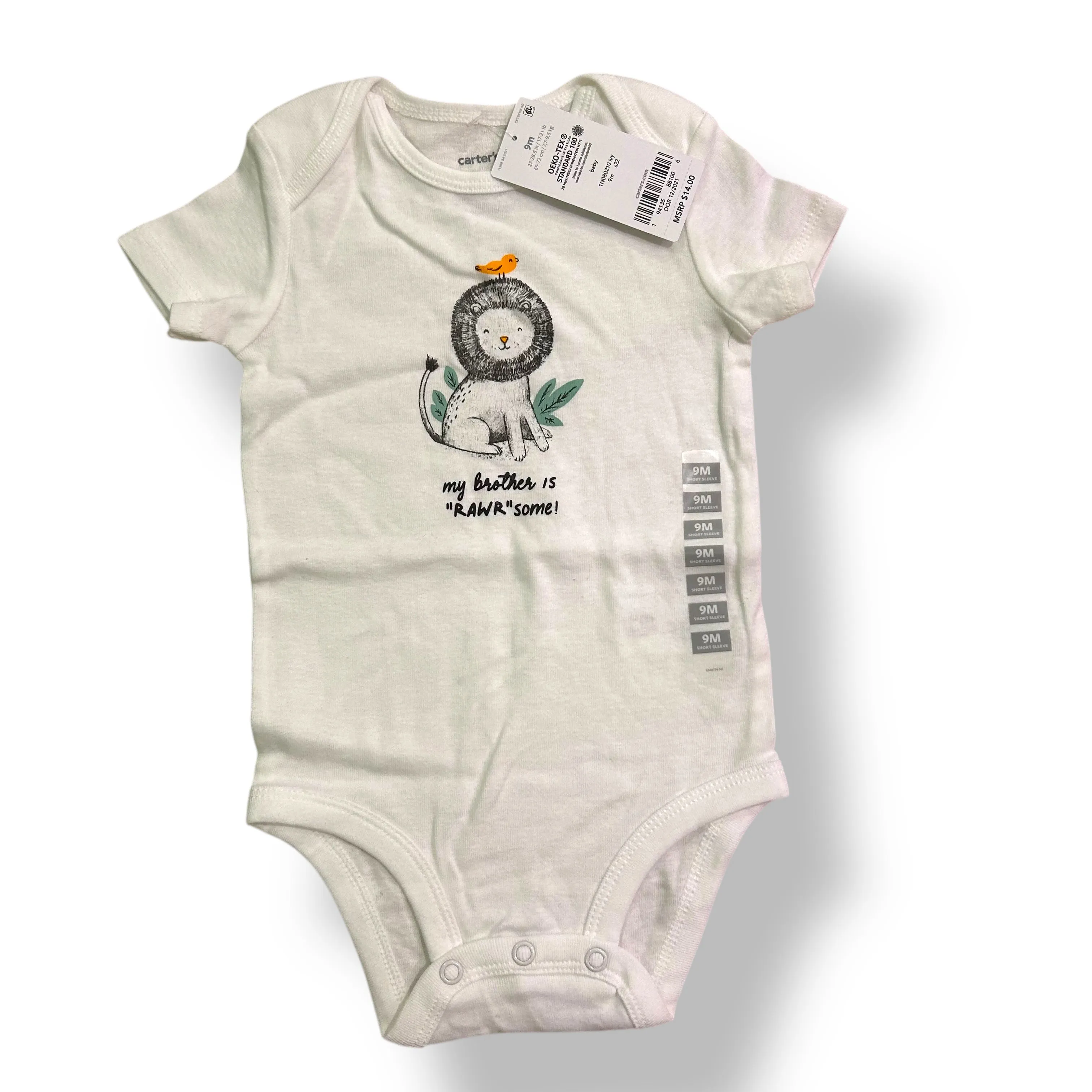 NEW! Boys Carter's Size 9 Months My Brother is "Rawrsome" Onesie