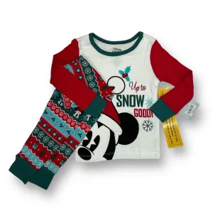 NEW! Boys Disney Baby Size 12-18 Months Red & Green Mickey Christmas Pajamas