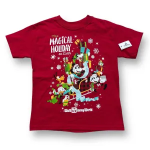 NEW! Boys Disney Parks Size 5/6 XS Red Mickey Christmas Tee