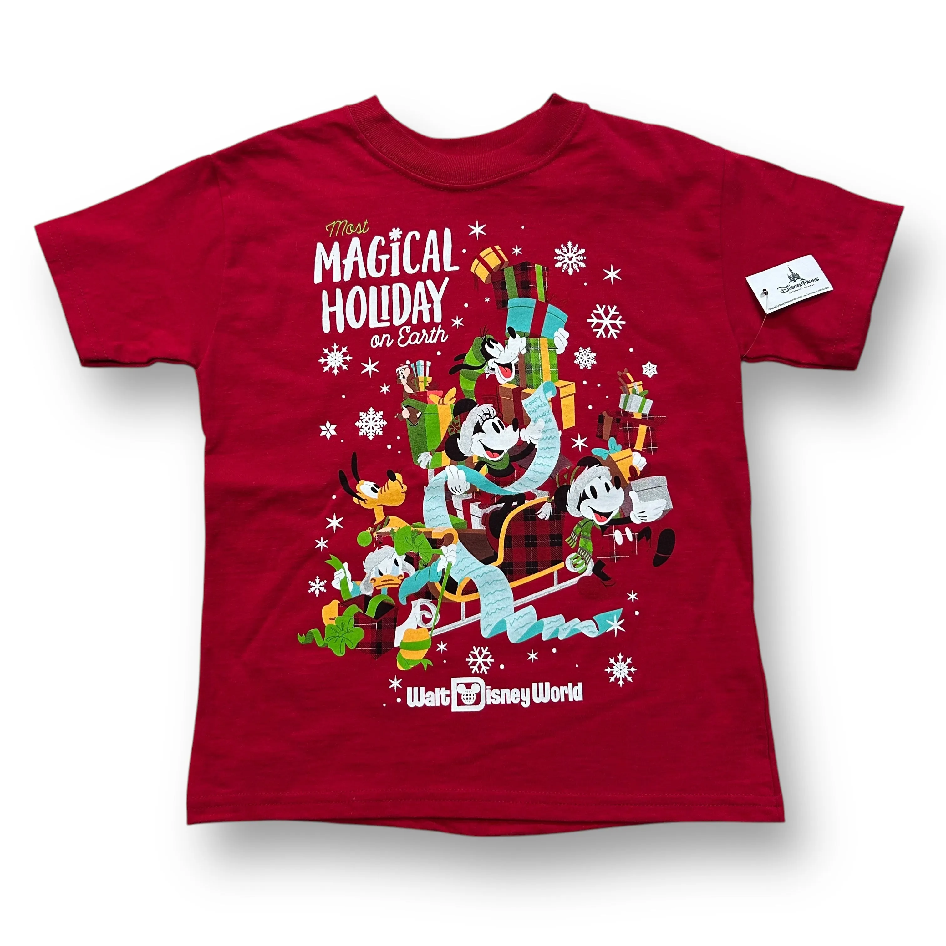 NEW! Boys Disney Parks Size 5/6 XS Red Mickey Christmas Tee